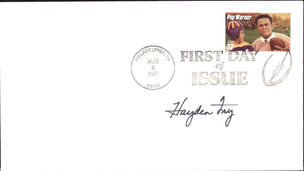 Haden Fry Signed 1997 FDC First Day Cover Pop Warner Iowa 151485