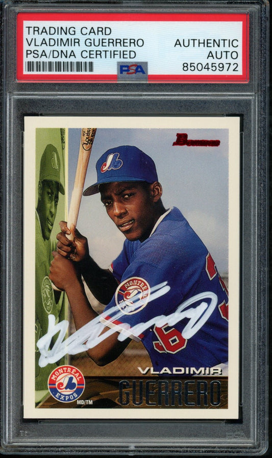 Vladimir Guerrero Montreal Expos Autographed 1995 Bowman Rookie Card #90 PSA/DNA