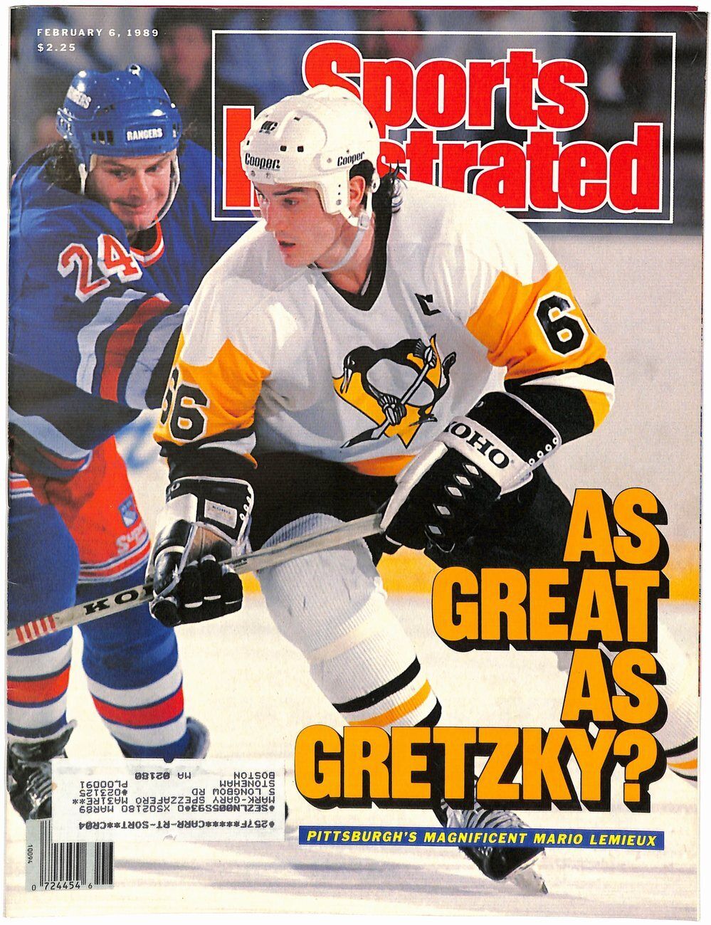 February 4, 1989 Mario Lemieuz HOF Pittsburgh Penguins Sports Illustrated