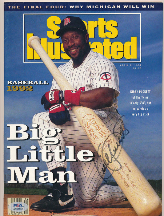 Kirby Puckett HOF Signed/Auto 1992 Sports Illustrated Magazine PSA/DNA 192283