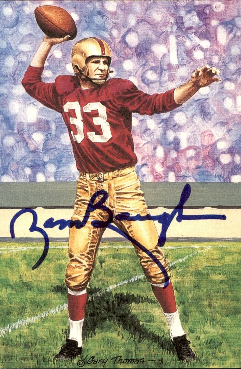 Sammy Baugh HOF  Autographed Goal Line Art GLAC Postcard Washington Redskins JSA