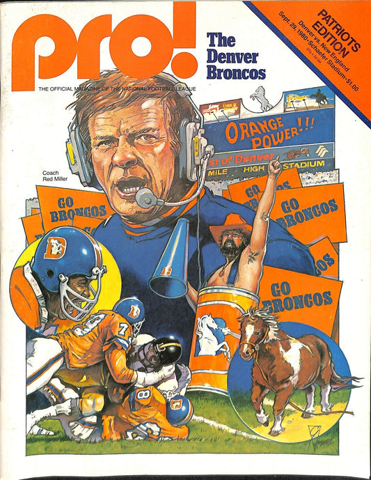 1980 New England Patriots vs.Denver Broncos 9/29/80 Game Program 180270