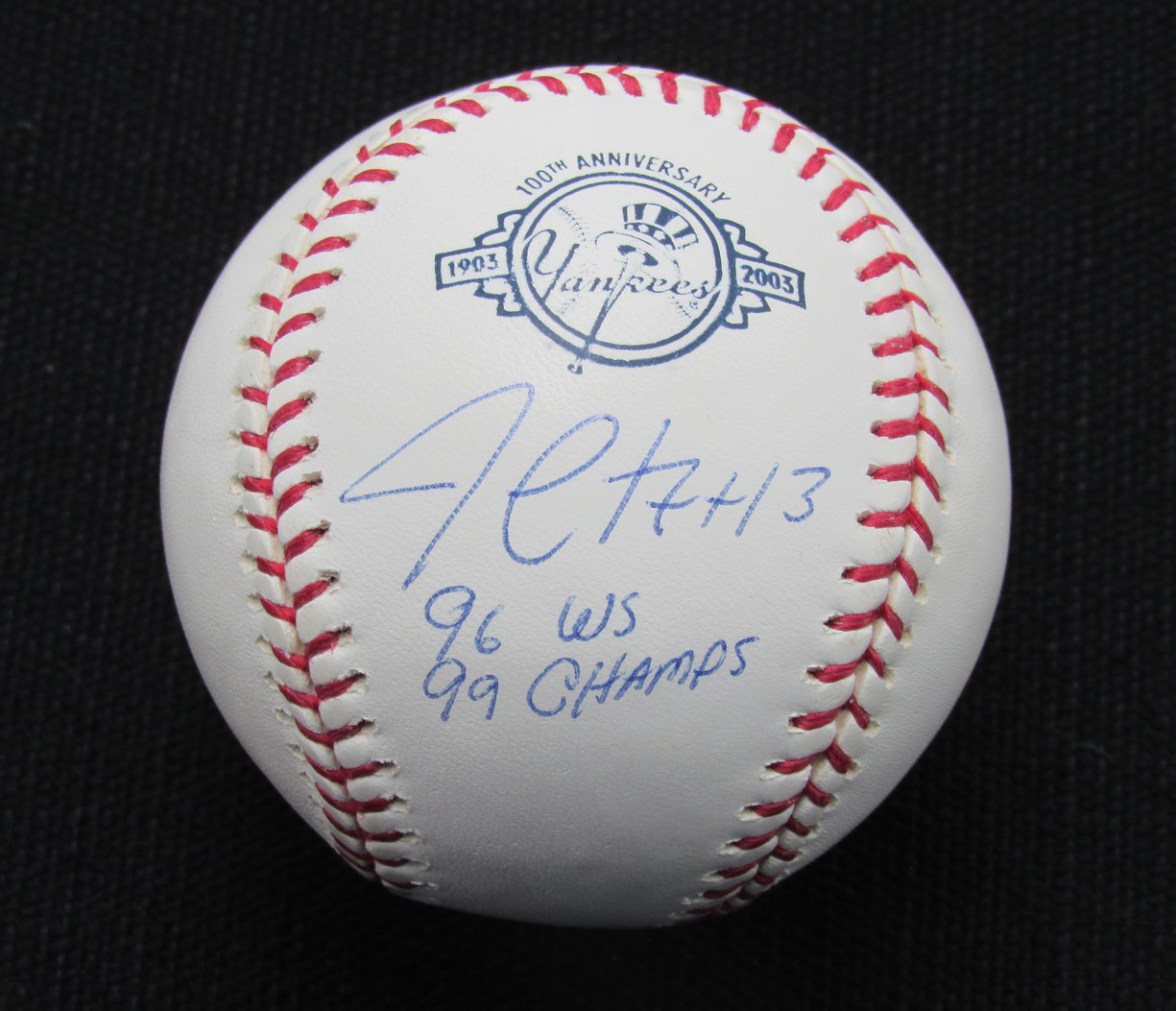 Jim Leyritz Signed/Auto Yankees 100th OML Baseball MAB Inscr 187026