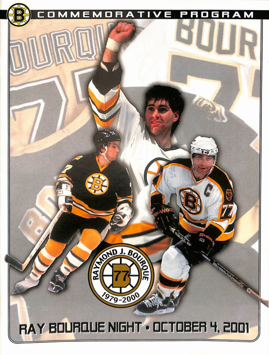 October 4, 2001 Ray Bourque Retirement Night Commemorative Program 179648