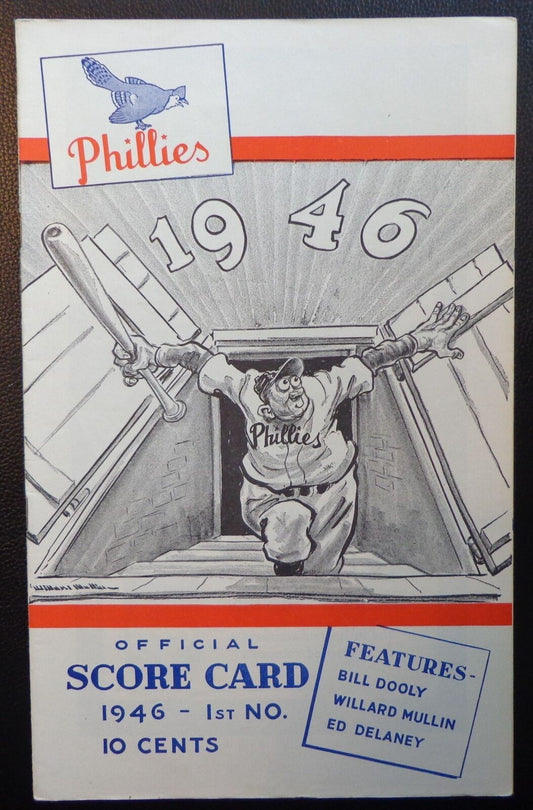 Vintage 1946 Phillies Official Score Card Program Phillies vs. Boston Braves