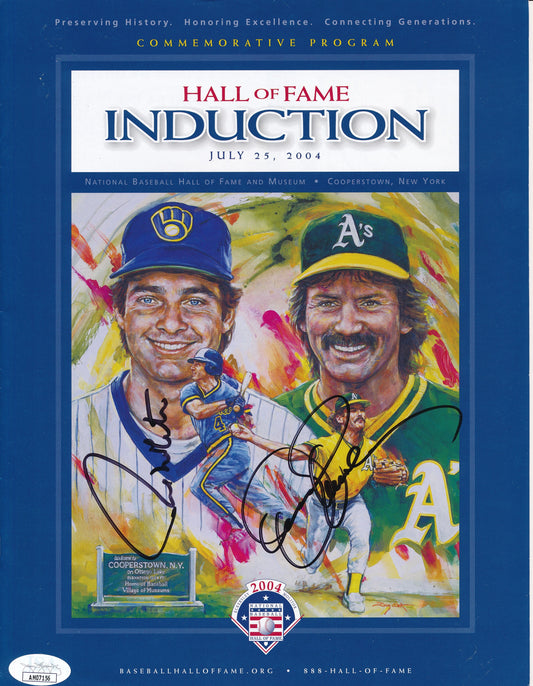 Paul Molitor/Dennis Eckersley Dual-Autographed 2004 HOF Induction Program JSA