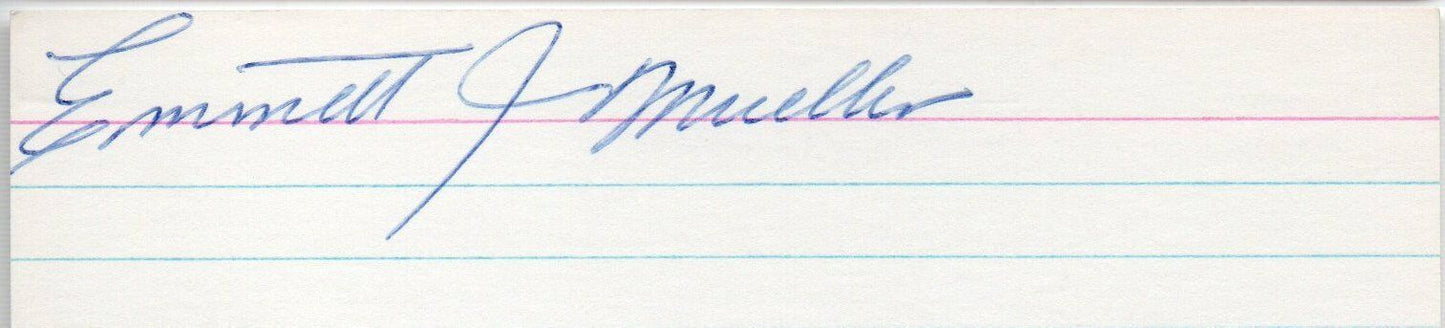 Lot of  4 Emmett Mueller d.1986 Phil. Phillies Signed 3x5 Index Cards 145385