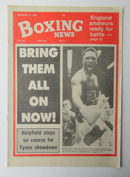 December 16, 1988 Boxing News Magazine Herol Graham