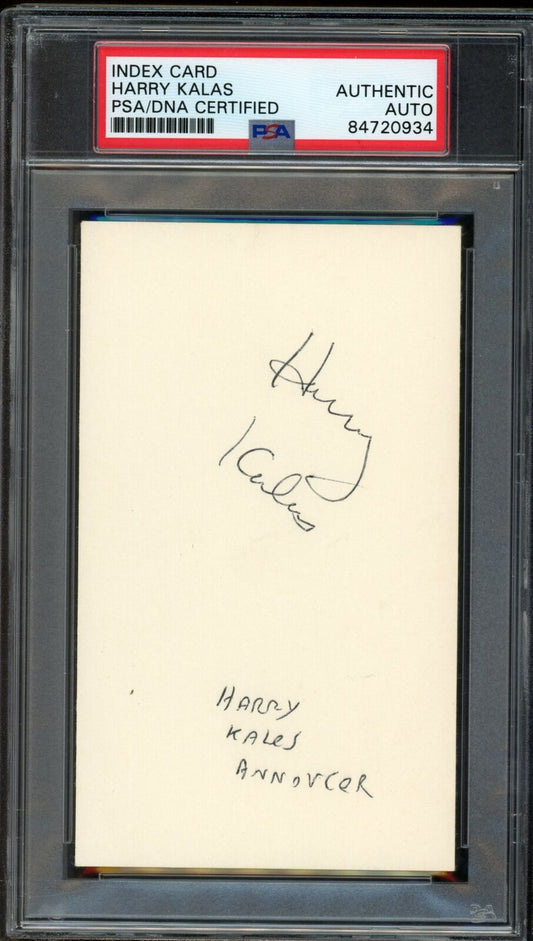 Harry Kalas HOF Autographed Index Card Philadelphia Phillies PSA/DNA