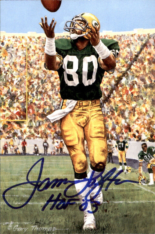James Lofton HOF Autographed/Inscribed Goal Line Art GLAC Postcard Packers JSA