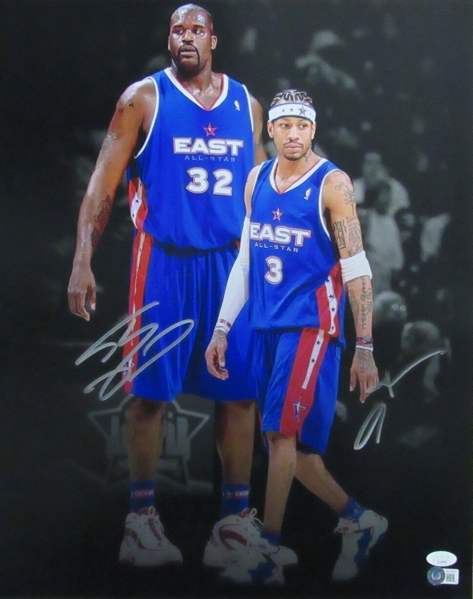 Allen Iverson HOF/Shaquille O'Neal HOF Dual-Autographed 16x20 Photo JSA 181854