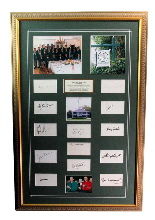 Masters Champions Multi Autographed 14 Cut Cards with Photos Framed JSA 179132