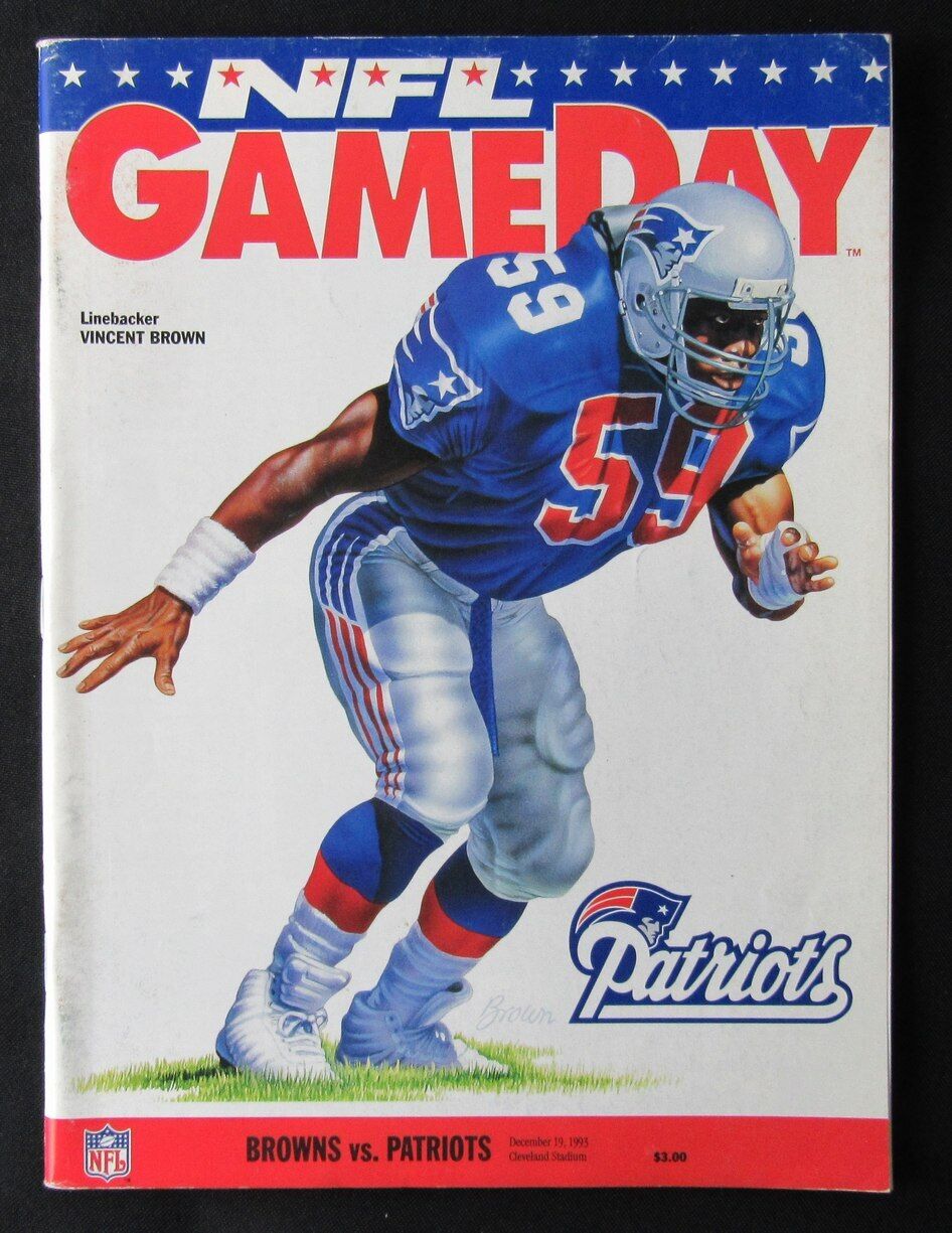 1993 Cleveland Browns vs. New England Patriots Program Vincent Brown 12/19