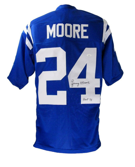 Lenny Moore HOF Autographed Baltimore Colts Custom Football Jersey  JSA