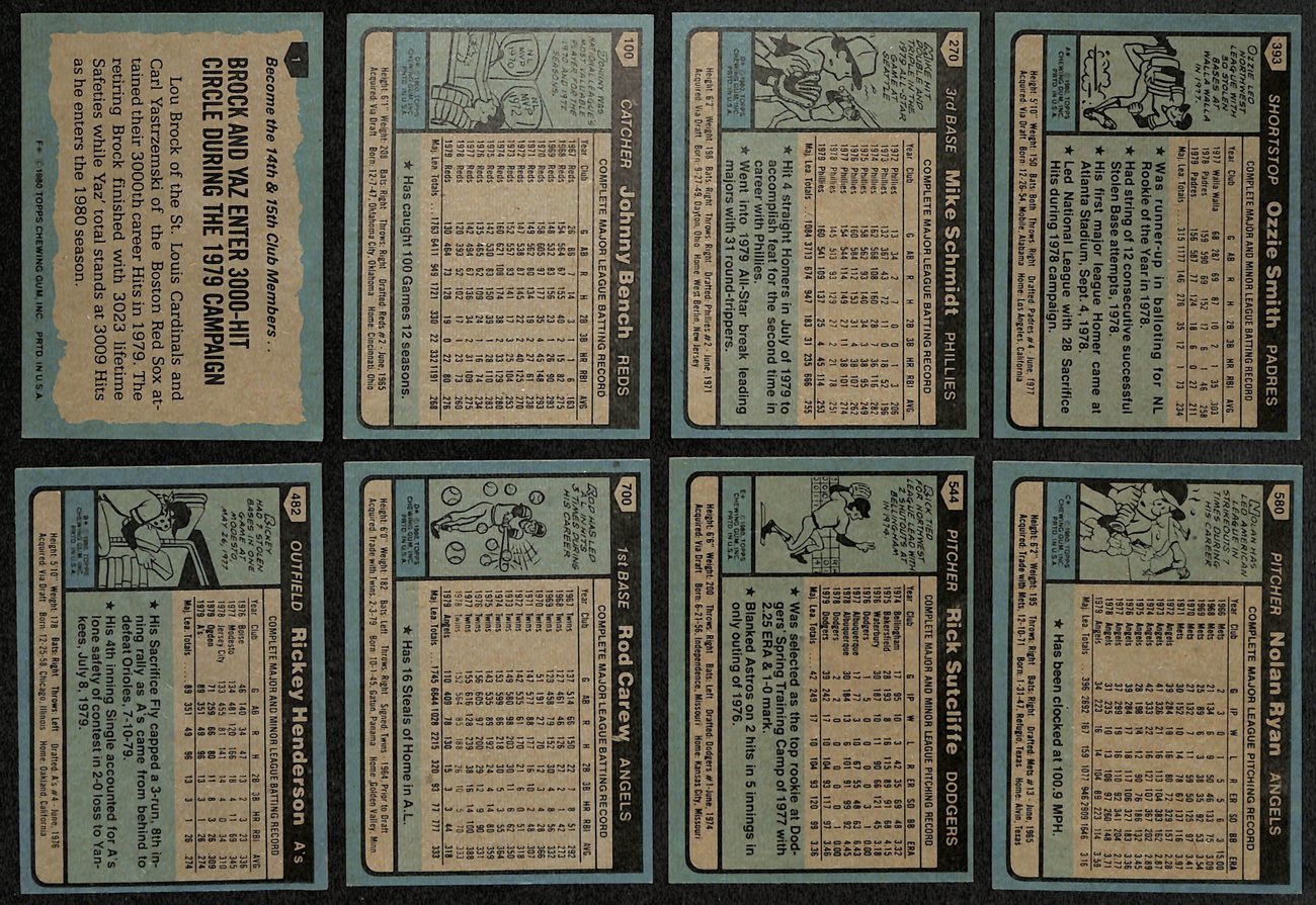 1980 TOPPS Baseball Complete Set (1-726) Henderson RC Sutcliffe RC 189352