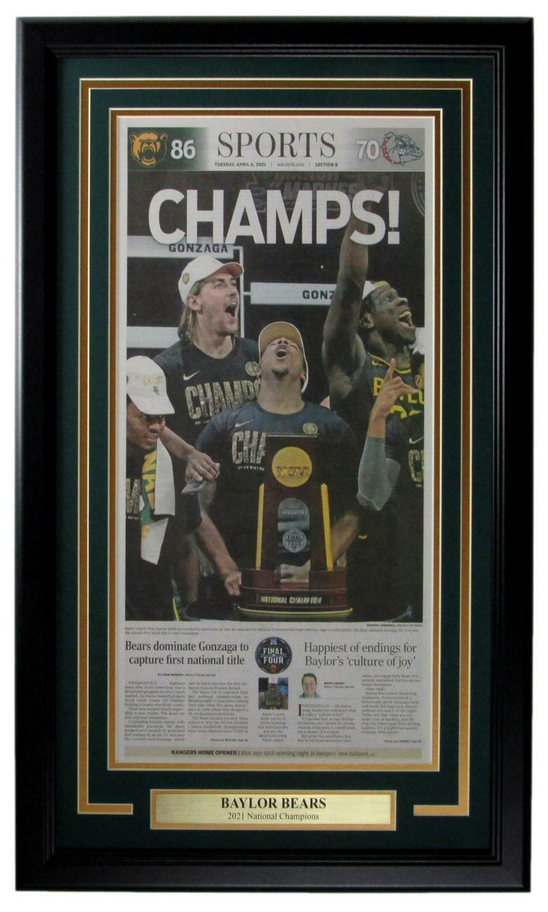 Baylor 2021 Waco Tribune Newspaper NCAA Mens Basketball Champs Framed 159171