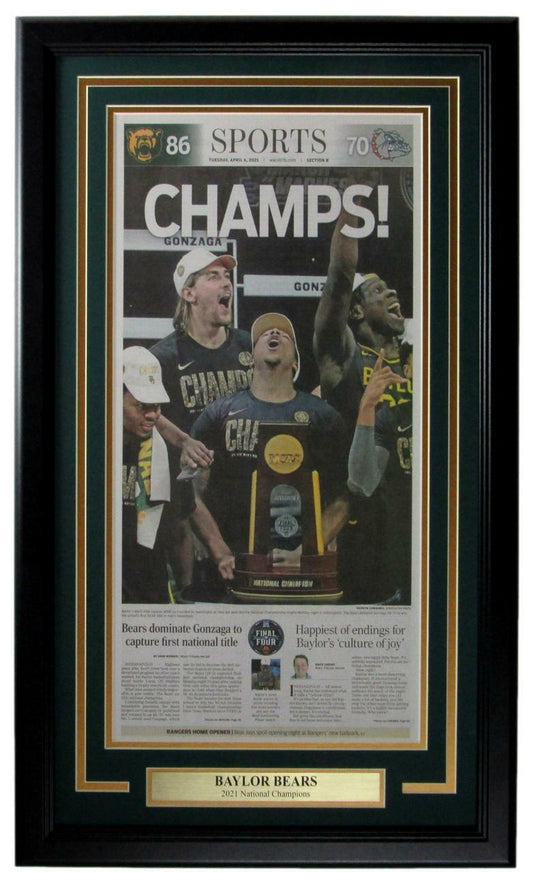 Baylor 2021 Waco Tribune Newspaper NCAA Mens Basketball Champs Framed 159171