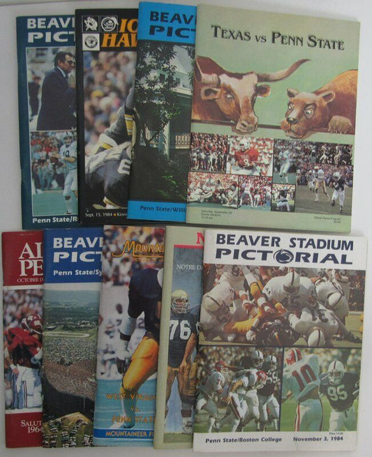 Lot of 9 1984 Penn State Nittany Lions Football Programs 138660