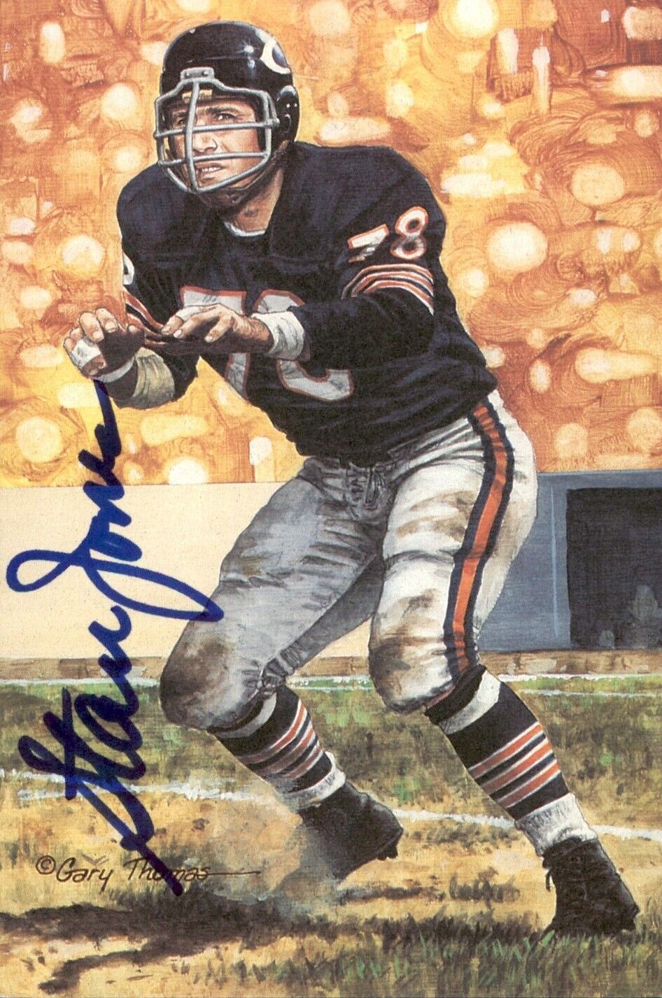 Stan Jones HOF Autographed Goal Line Art GLAC Postcard Chicago Bears JSA