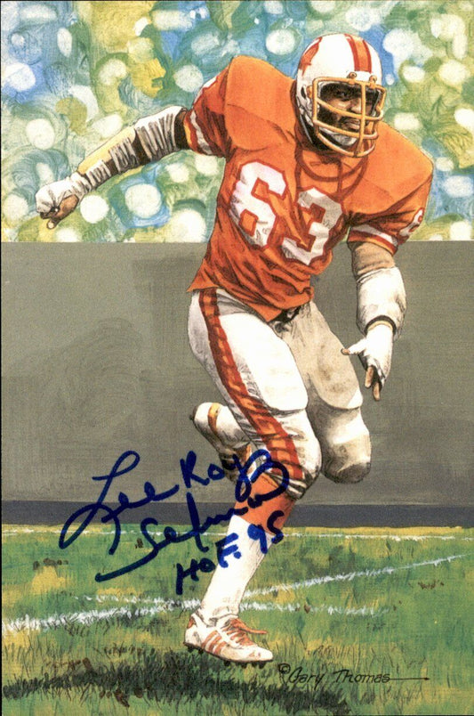 Lee Roy Selmon  Buccaneers Signed/Inscr Goal Line Art GLAC Postcard JSA 167091