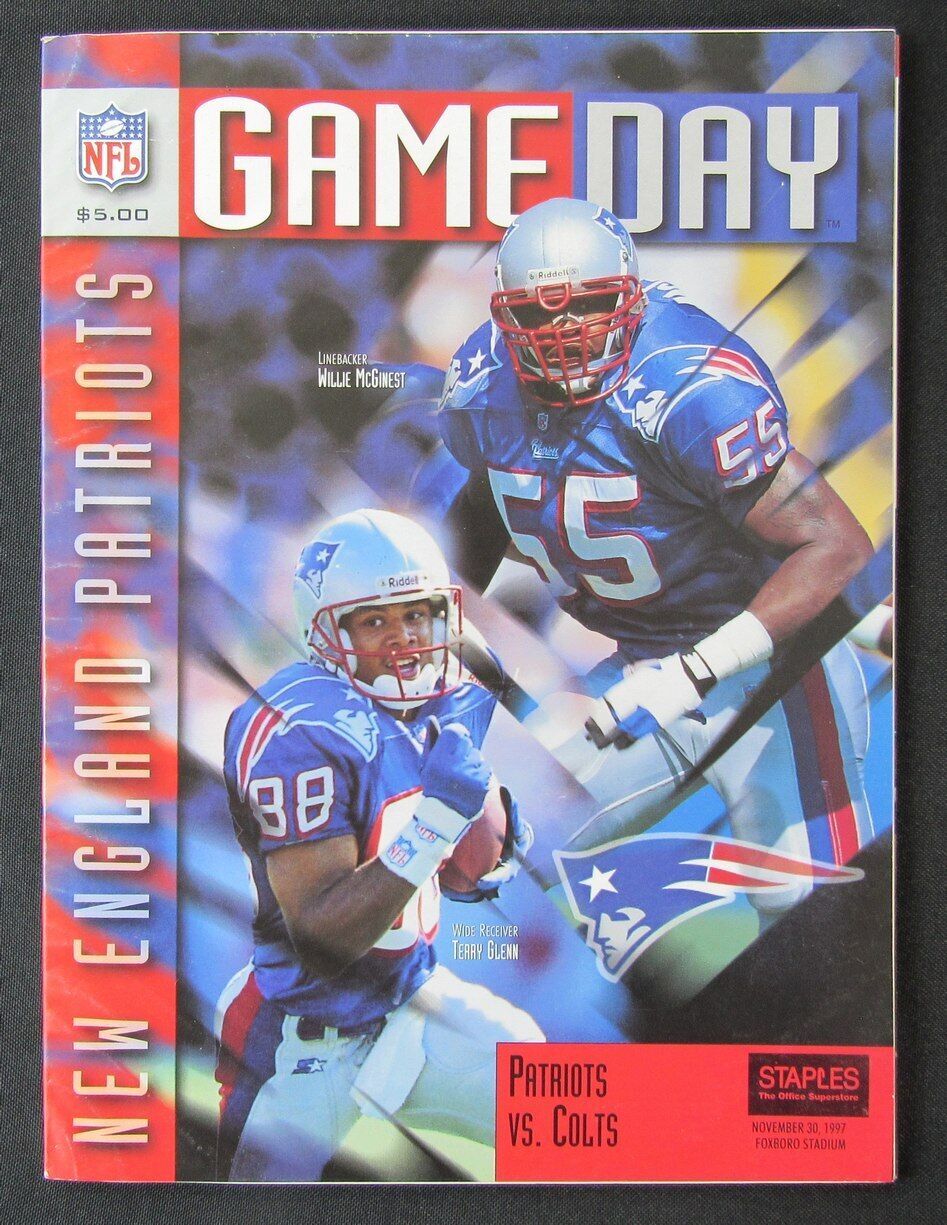 1997 New England Patriots vs. Indianapolis Colts Program Willie McGinest 11/30