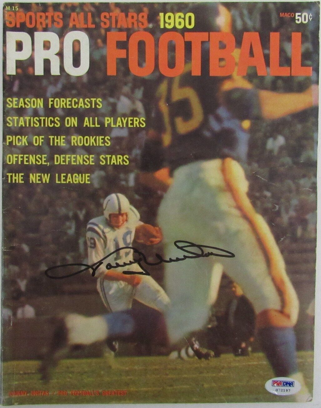 Johnny Unitas Autographed 1960 PRO FOOTBALL Magazine Colts PSA/DNA