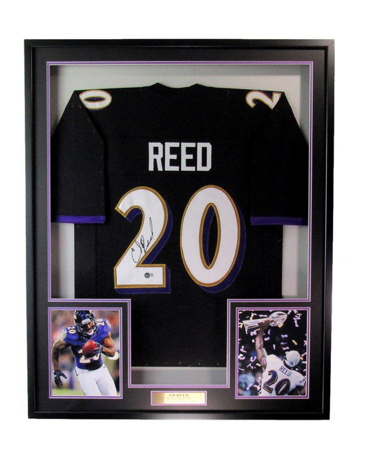 Ed Reed Signed/Autographed Black Baltimore Ravens Jersey Framed Beckett 190941