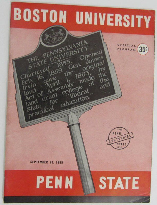 1955 Boston University vs. Penn State Nittany Lions Football Program 137646