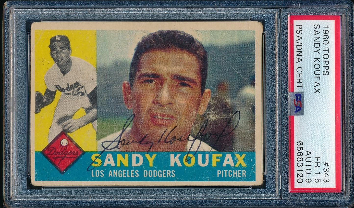 1960 Topps #343 Sandy Koufax autographed card (PSA/DNA 9 MINT autograph) 190009