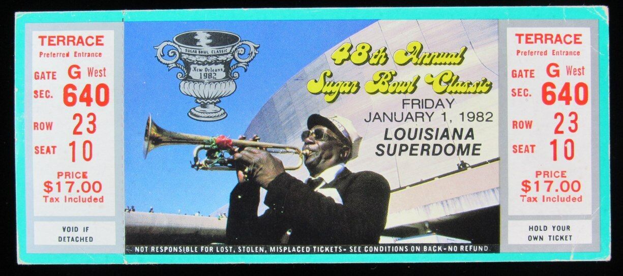 1982 Sugar Bowl Pitt Panthers vs. Georgia Bulldogs Ticket Stub Marino/Walker