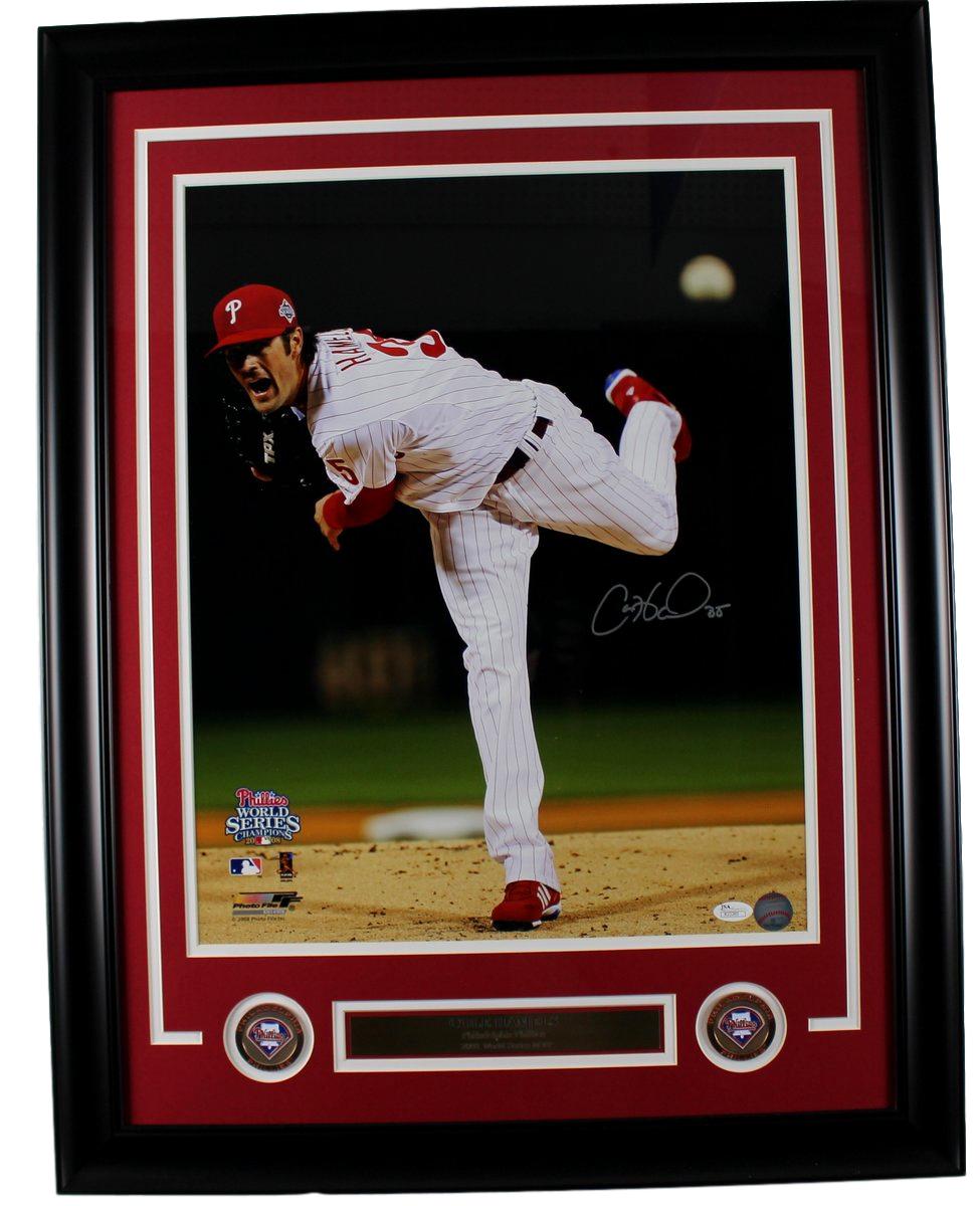 Cole Hamels Phillies Autographed 16x20 2008 World Series Photo Framed