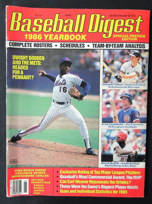 1986 Baseball Digest Magazine Dwight Gooden on Cover 176413