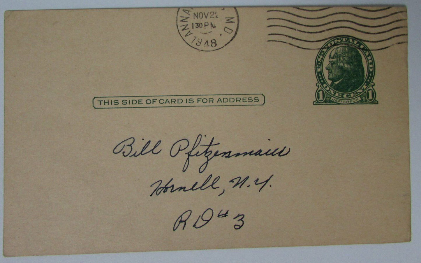 Pete Williams "Pistol Pete" Navy CFB Signed Vintage 1948 GPC Postcard 144830