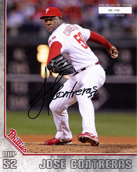 Jose Contreras Autographed 2010 8x10 Phillies Phan Photo