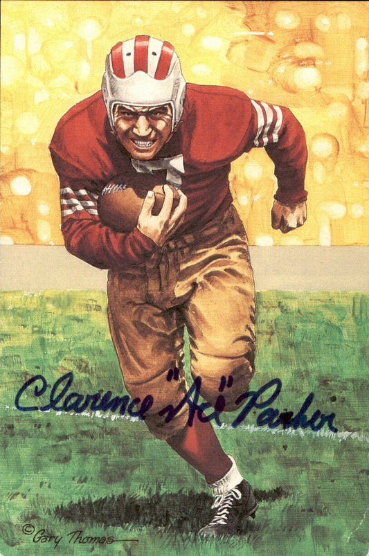 Clarence Parker HOF Yankees Signed/Inscr Goal Line Art GLAC Postcard JSA 167158