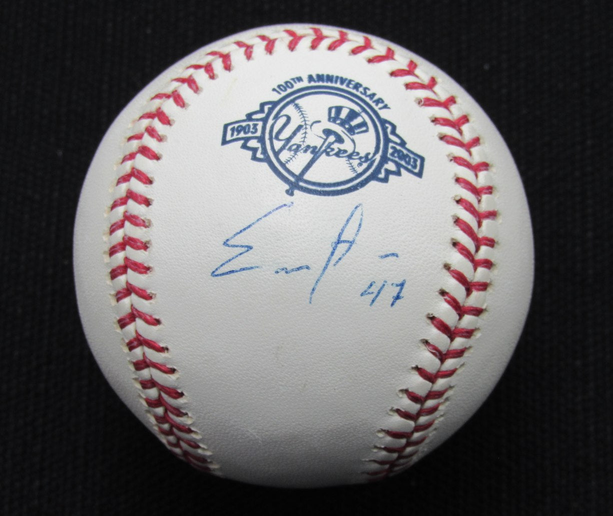 Edwar Ramirez Signed/Auto Yankees 100th OML Baseball JSA  186891