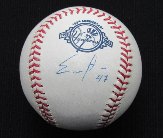 Edwar Ramirez Signed/Auto Yankees 100th OML Baseball JSA  186891