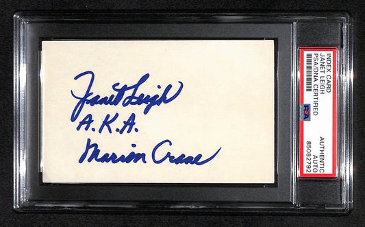 Janet Leigh Autographed/Inscribed 3x5 Index Card "Marion Crane" PSA/DNA 184287