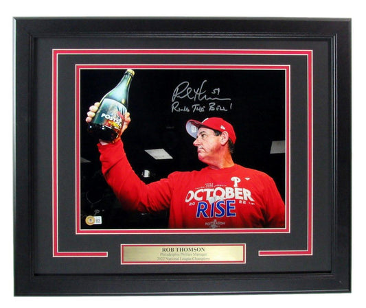 Rob Thomson Autographed/Inscribed 11x14 Photo Phillies Framed Beckett 176543