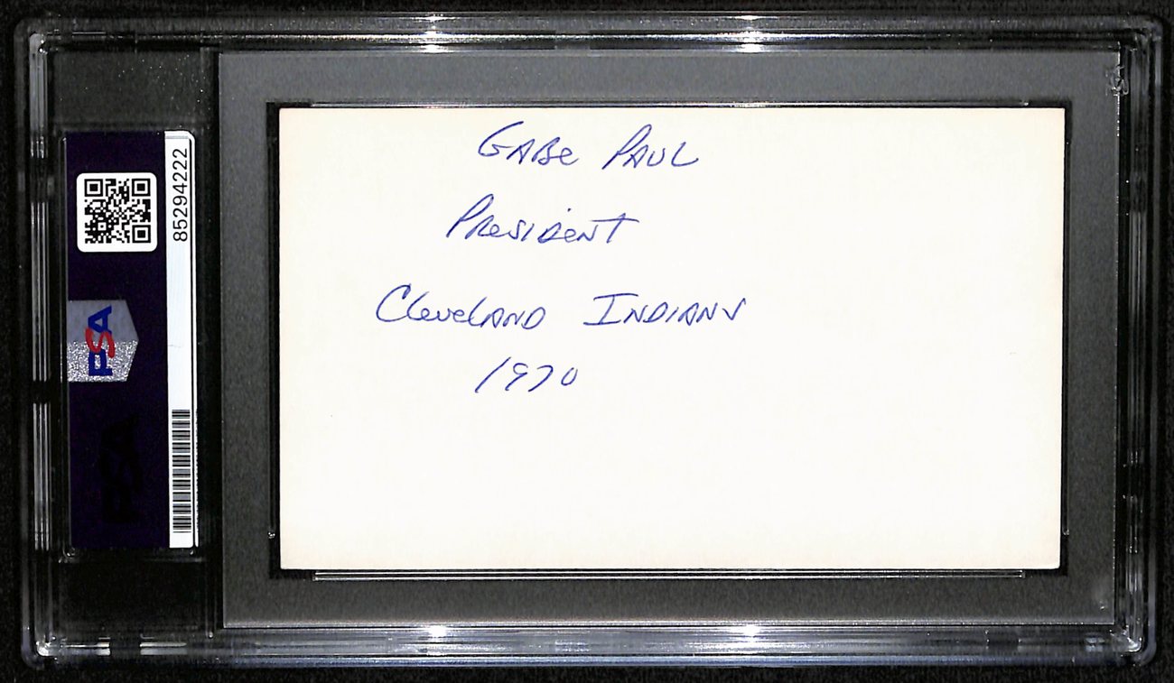 Gabe Paul Signed/Autographed 3x5 Index Card Cleveland Indians PSA/DNA 190623