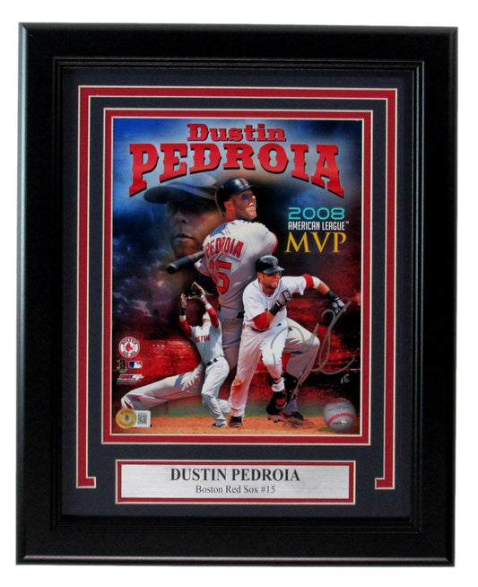 Dustin Pedroia Autographed 8x10 Photo Boston Red Sox Framed Beckett 188966