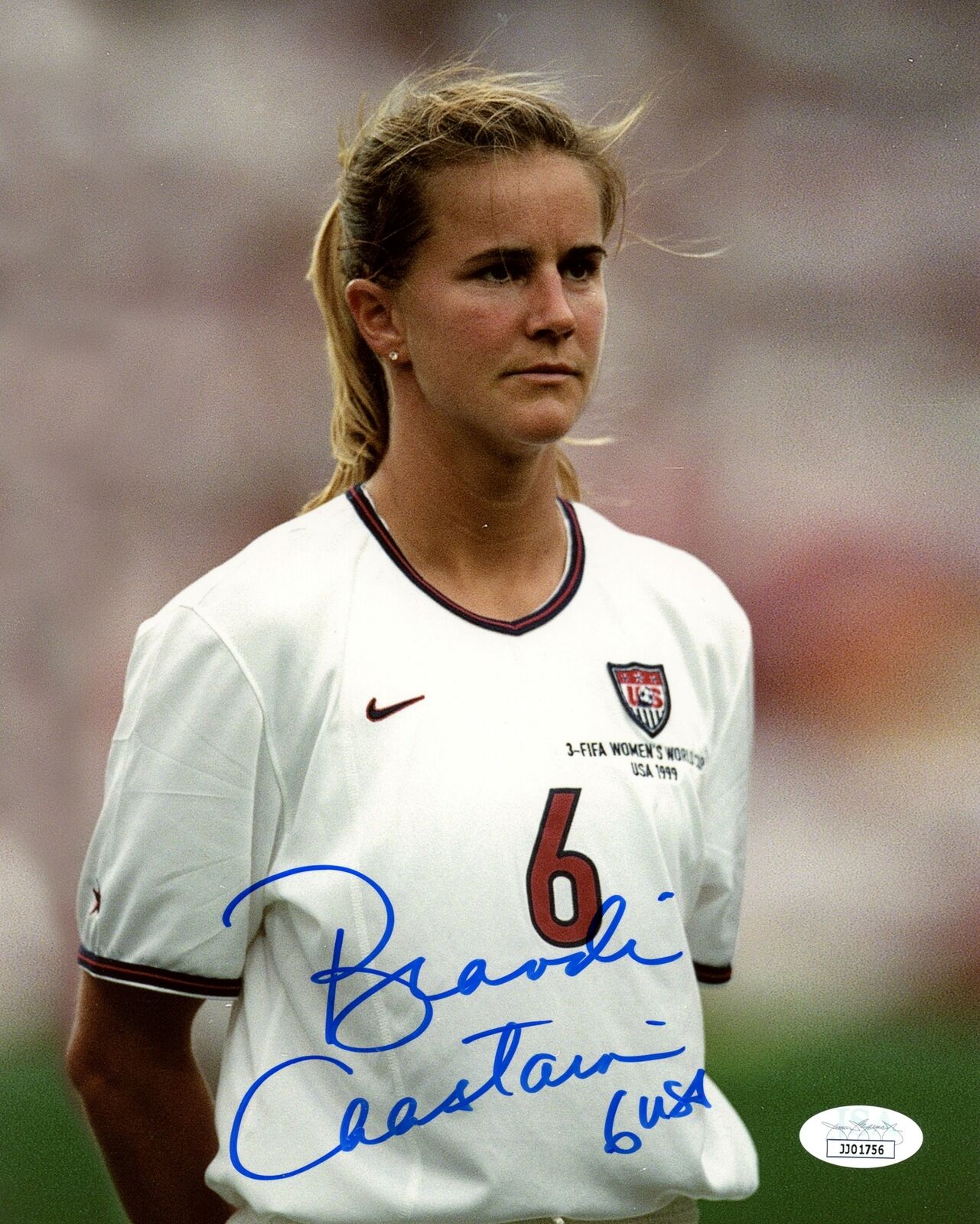 Brandi Chastain Team USA Signed/Autographed 8x10 Photo JSA 154145