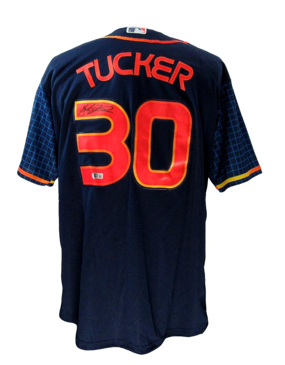 Kyle Tucker Astros Signed/Auto Nike Navy Blue Space City Jersey Beckett 189817