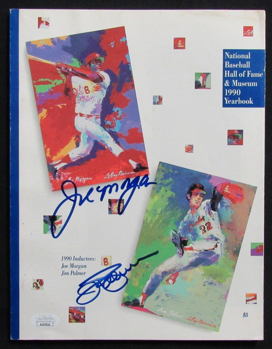 Joe Morgan/Jim Palmer Dual-Autographed 1990 MLB HOF Yearbook JSA