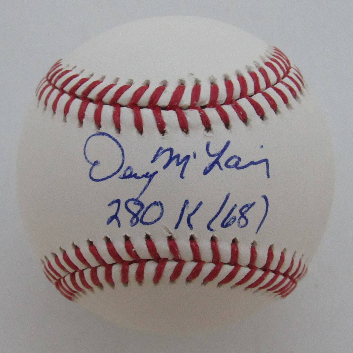 Denny McLain Autographed/Inscribed OML Baseball Tigers JSA 189366