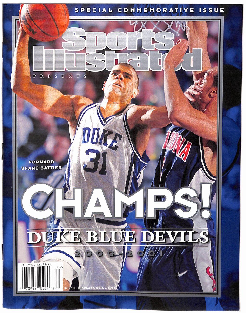 April 2001 Shane Battier Duke Blue Devils Sports Illustrated NO LABEL Newstand