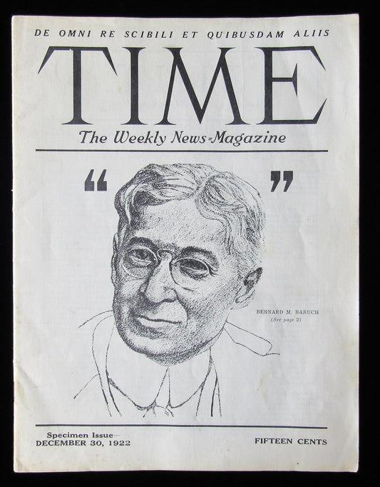 Time Magazine Specimen Issue December 30, 1922 Bernard M. Baruch 183340