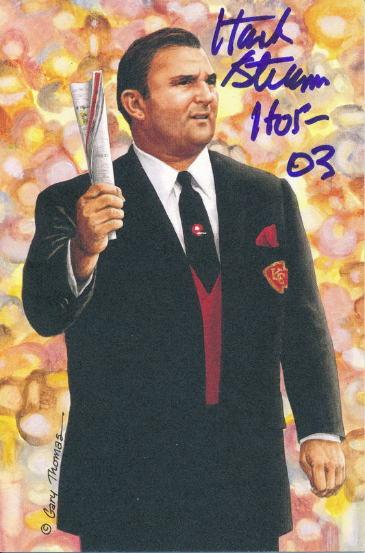 Hank Stram HOF Signed/Inscribed 2003 GLAC Postcard Chiefs PSA/DNA 191846