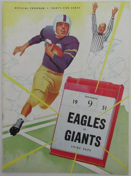 Vintage 1951 Philadelphia Eagles vs. New York Giants NFL Game Program