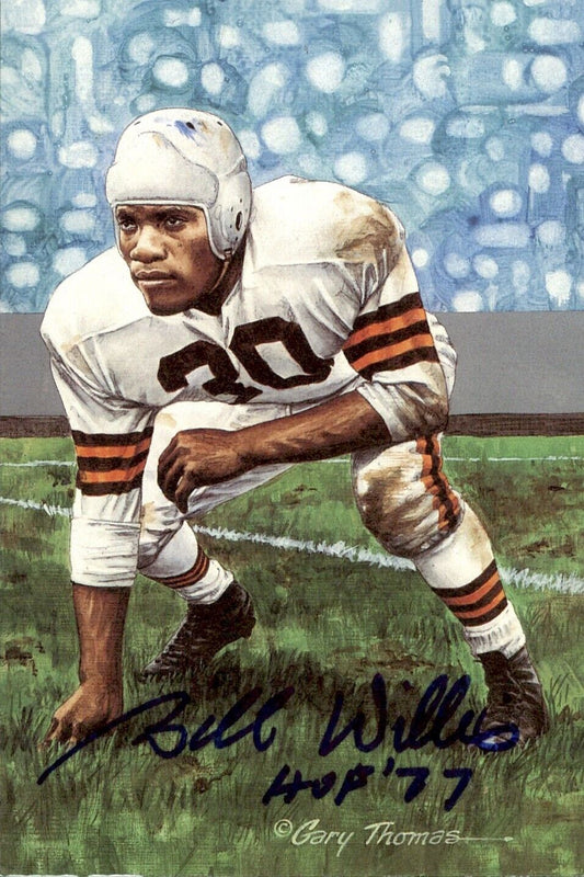 Bill Willis HOF Autographed/Inscribed Goal Line Art GLAC Postcard Browns JSA